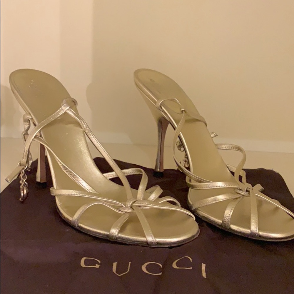 Gold Gucci strap sandals